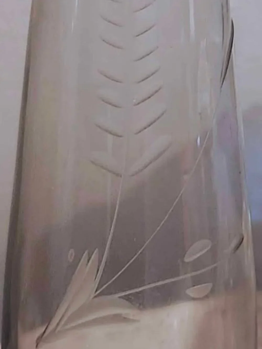 Vintage etched glass bud vase